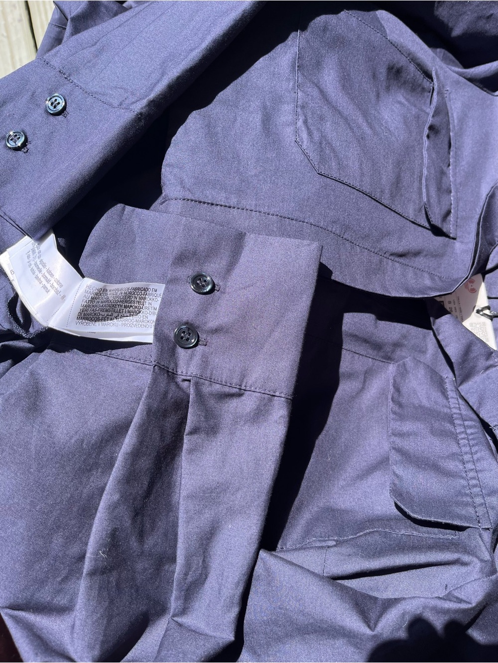 Zara Cotton Poplin Navy Shirt Dress Long Sleeves Turn-Down Collar Pockets Small - Picture 14 of 14